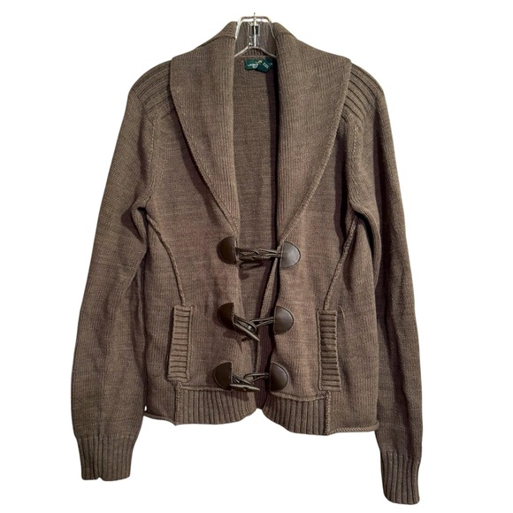 Lauren Ralph Lauren Sweaters - Lauren Ralph Lauren Olive Green Knit Toggle Button Cardigan Sweater